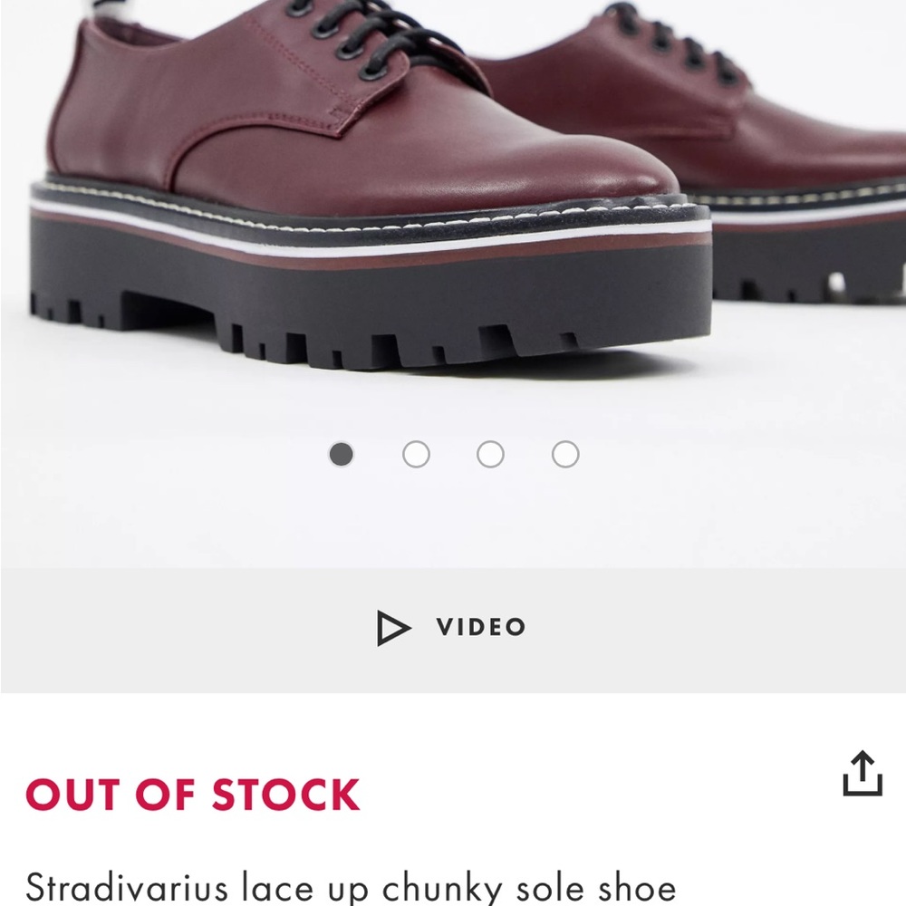 ISO Stradivarius lace up chunky sole shoe in burgundy. Size 8, 8.5, or 9.